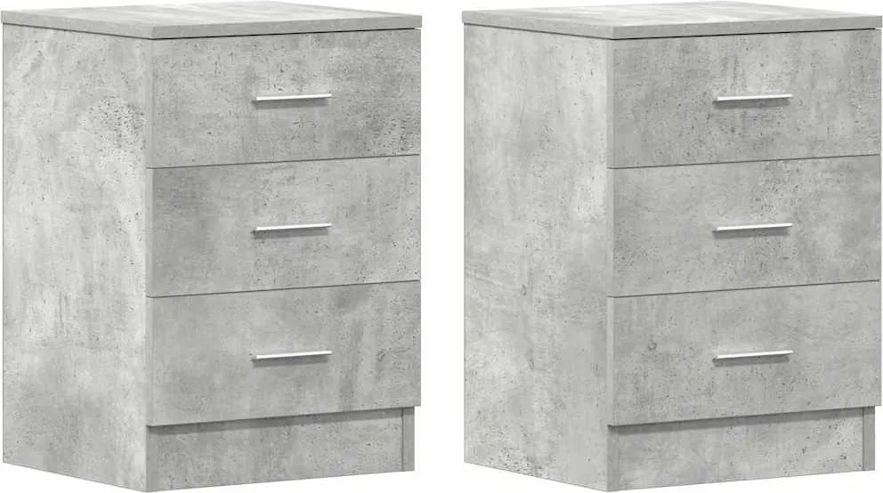 vidaXL 2 db betonszürke szerelt fa éjjeliszekrény 38 x 35 x 56 cm