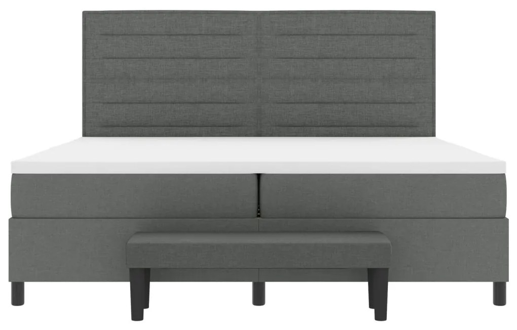 Box Spring Ágy Matracot és Padot Sötétszürke 200x200 cm Szövet