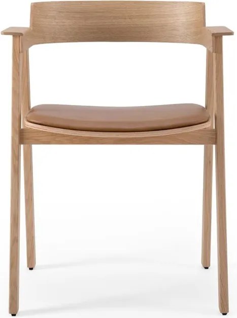 Barna-natúr színű bőr karfás étkezőszék Flip – Gazzda
