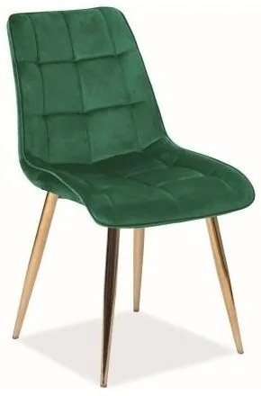 Chic Velvet II étkezőszék, sötétzöld / arany