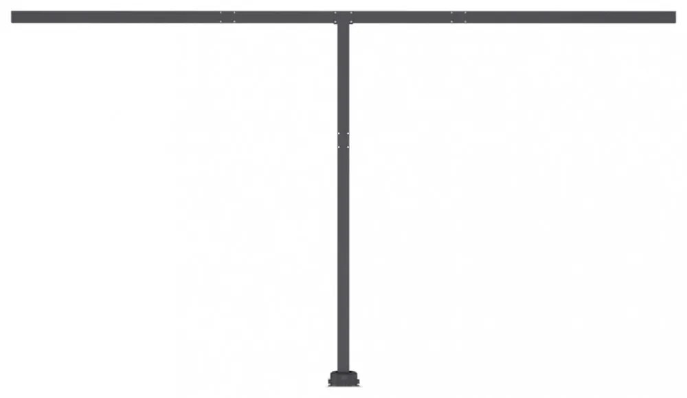 sárga és fehér kézzel kihúzható póznás napellenző 450 x 300 cm