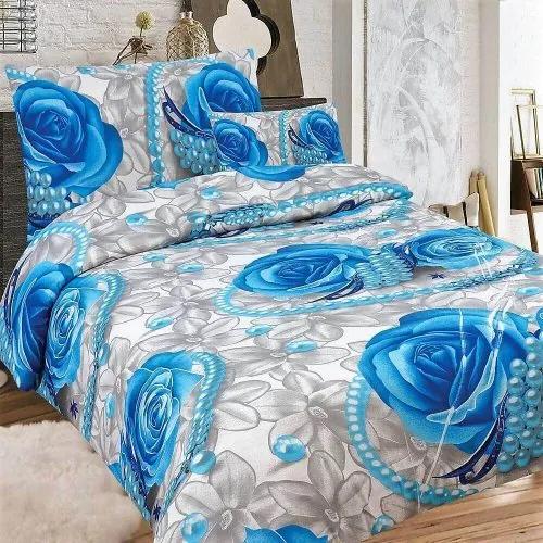 3 részes krepp ágynemű kék rózsával
