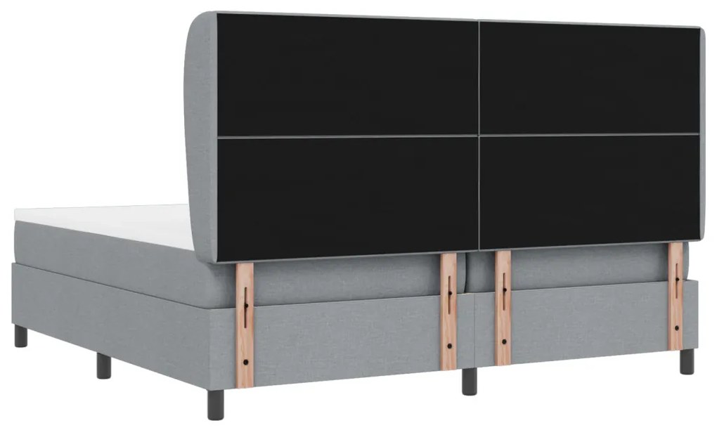 Boxspringágy Mattal - Világosszürke, 200x200 cm, Szövet