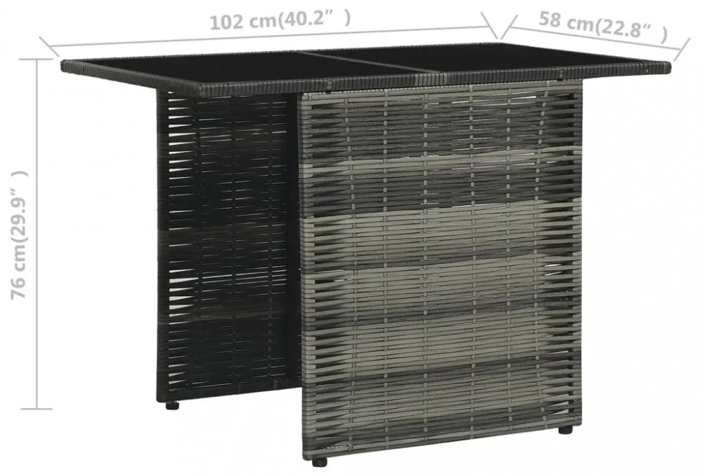 3-részes szürke polyrattan bisztrószett párnákkal