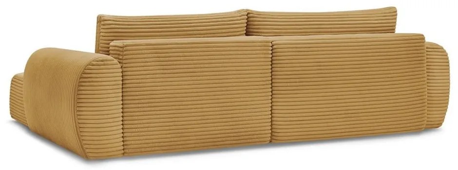 Mustársárga kordbársony kinyitható sarokkanapé (jobb oldali) Lucien – Bobochic Paris