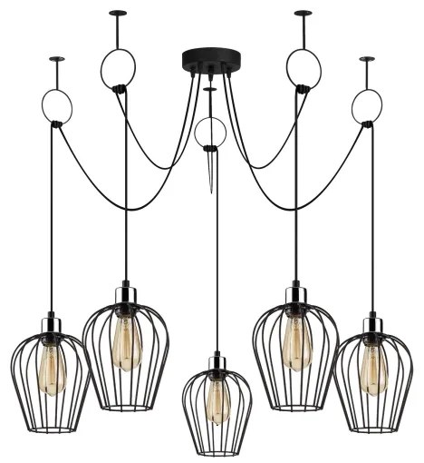 Csillár zsinóron TEL 5xE27/40W/230V pók