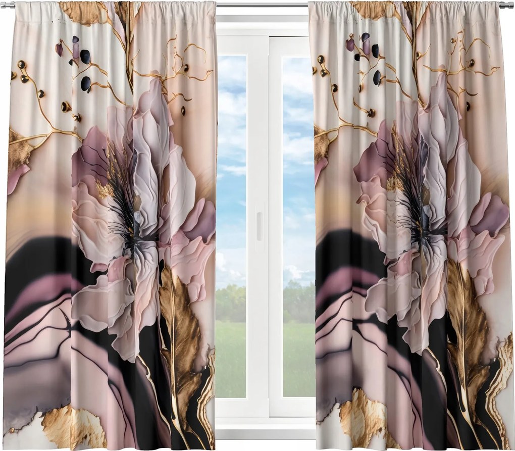 Kész Függöny Rövid Béka Szalag 140X160 Függöny Konyha Virágok 137