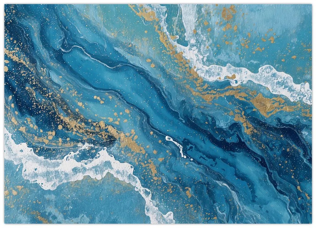 Kép - Világoskék márvány arannyal II. (70x50 cm)