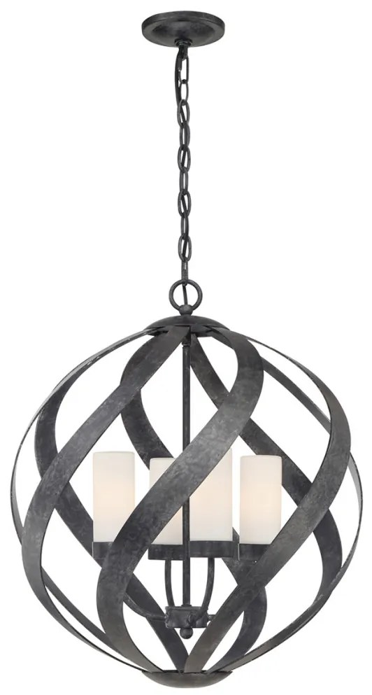 ELSTEAD QNBLACKSMITH4POBK BLACKSMITH Kültéri Függő Lámpa Fekete, Opál IP44