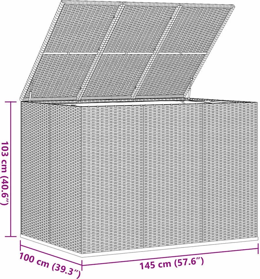 Barna Polyrattan Kerti Párnatartó Doboz 145 X 100 X 103 Cm
