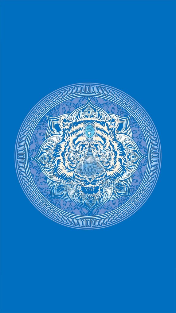 Strandtörölköző TIGER 100x180 cm kék, 100% mikroszálas