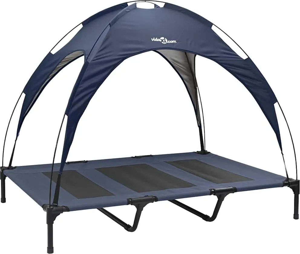 vidaXL Kutyafekhely Sötétkék 122 x 93 x 106,5 cm Acél
