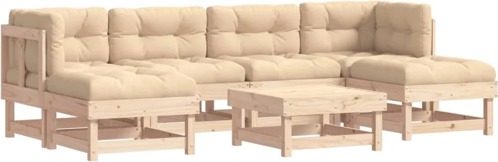 vidaXL 7 részes tömör fa kerti ülőgarnitúra párnával