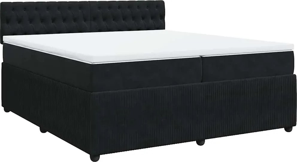 vidaXL fekete bársony rugós ágy matraccal 200x200 cm