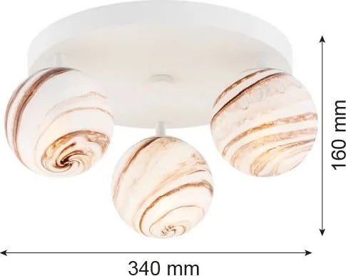 ARGON 6291 FABIO Glamour Mennyezeti Lámpa Fehér, Barna, Tejszínes E14 IP44