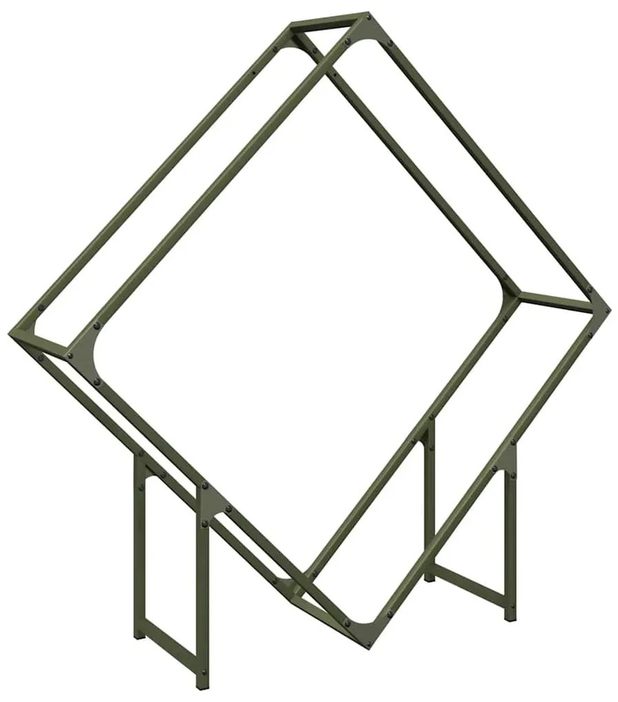 olívazöld hidegen hengerelt acél tűzifatároló 100x25x100 cm