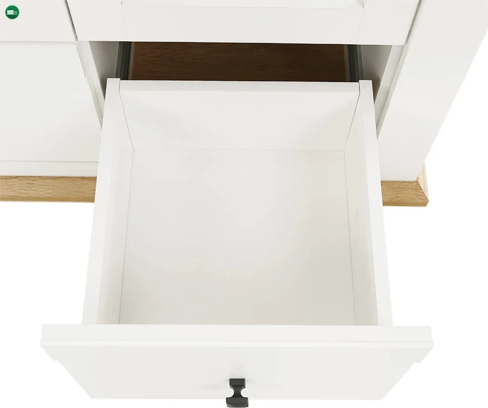 Vitrin MZ6, fehér/grand tölgy, LEON