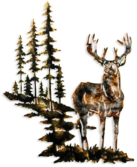 Fali dekoráció 65x79 cm szarvas fém