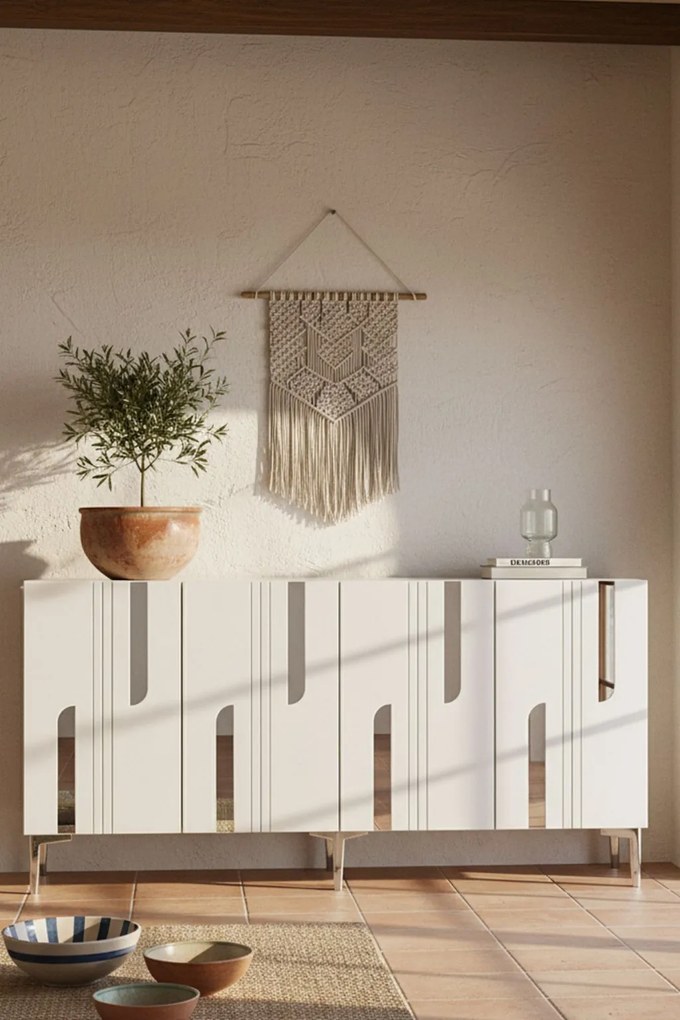 Nota komód, fehér-ezüst, 150 cm