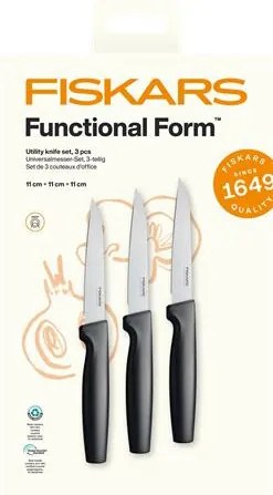 Késkészlet, általános, 11 cm, FISKARS Functional Form GRS fekete (IF1087426)