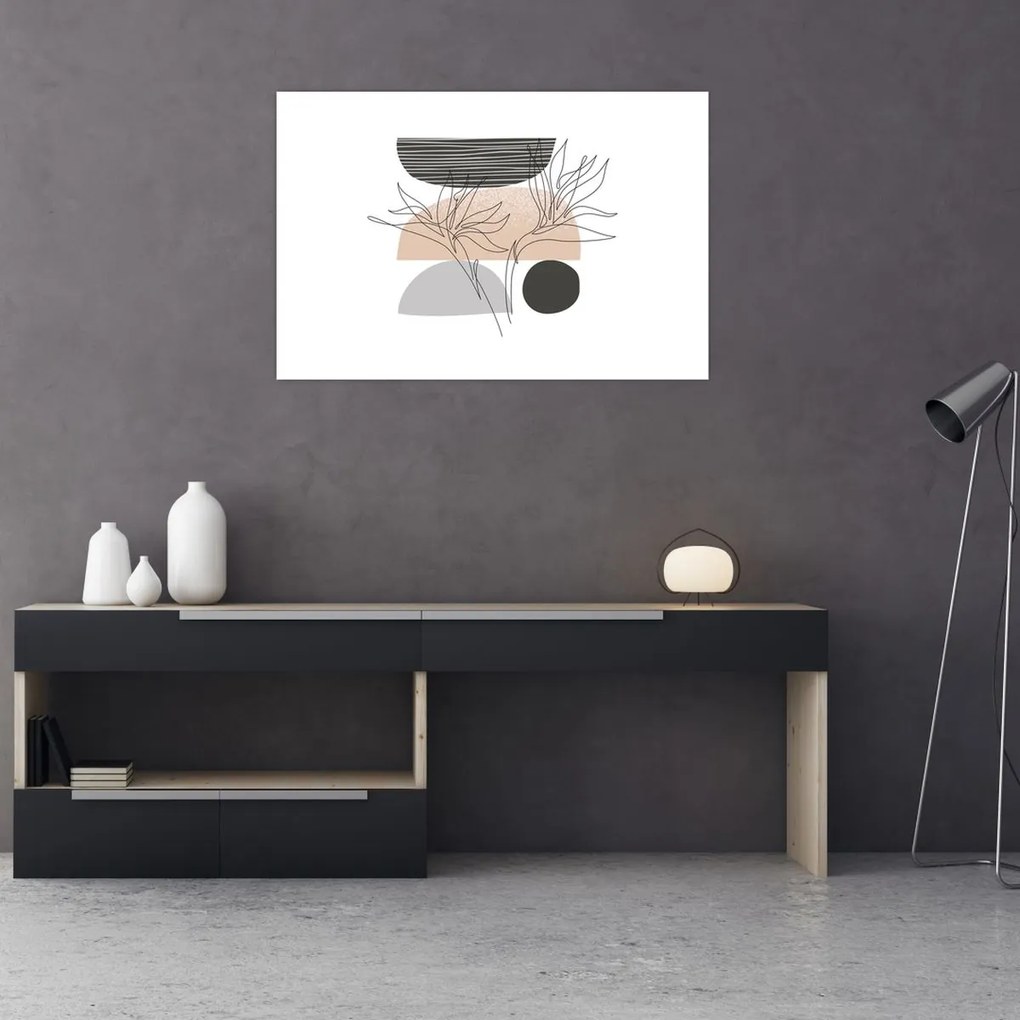 Kép - Vonal művészet virágok N⁰2 (90x60 cm)