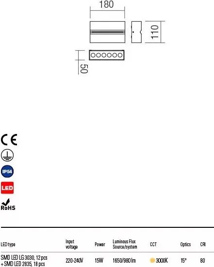 REDO 90117 MITIX Modern Kültéri Fali Lámpa LED IP54