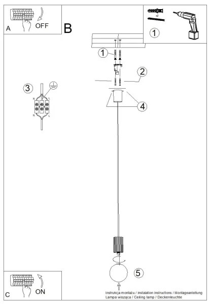 Sollux SL.1744 - Csillár zsinóron HALO 1xG9/8W/230V átm. 12 cm bézs