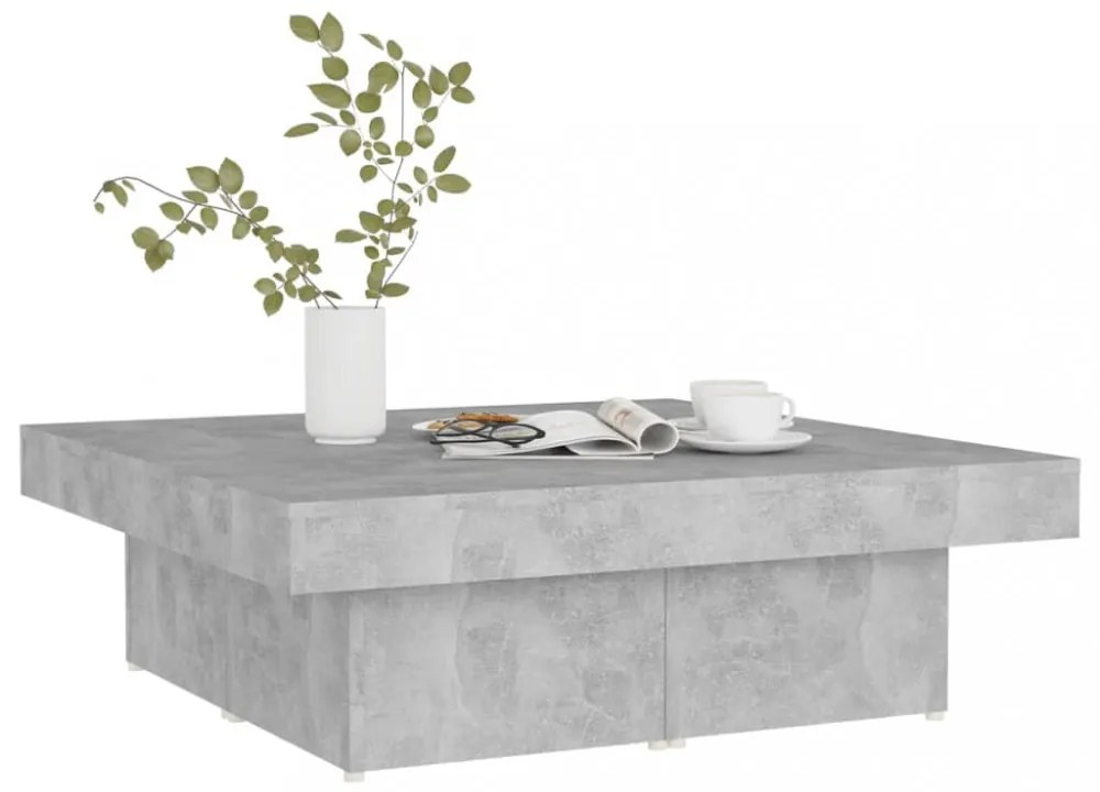 betonszürke szerelt fa dohányzóasztal 90 x 90 x 28 cm