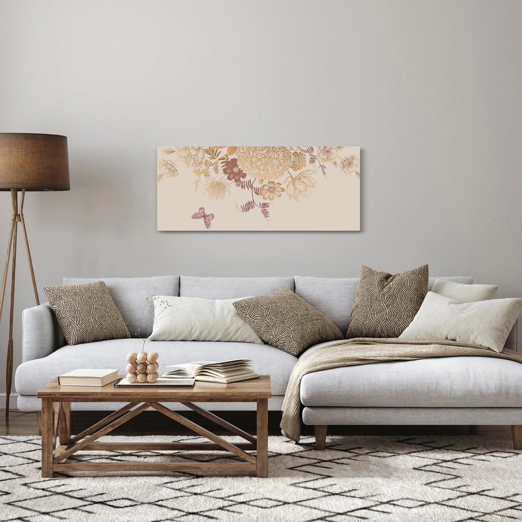Kép - szüret virágok és pillangók (120x50 cm)