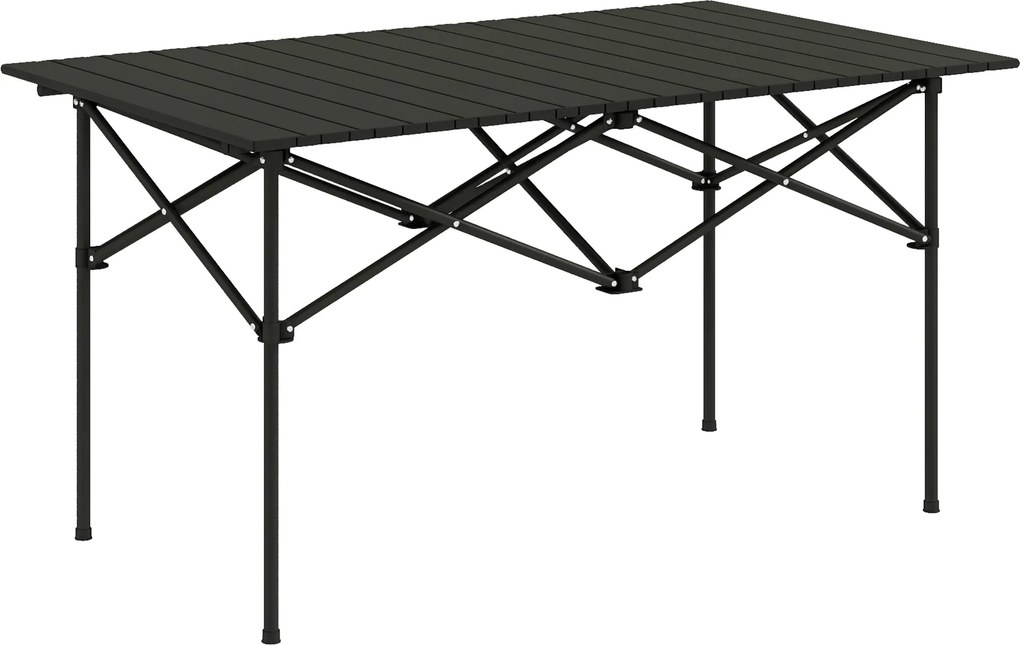 Outsunny Összecsukható Kempingtábor Asztal Fém 95x55x50 cm Görgethető Felsővel és Hordtáskával, Hordozható Könnyű Piknik Asztal Kempingezéshez, Túrázá