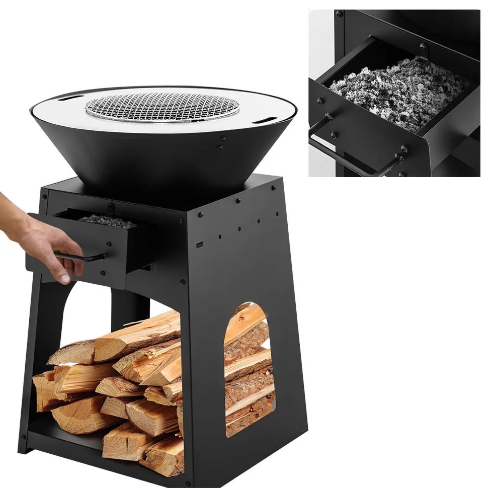 Kerti grillsütő tárolóval