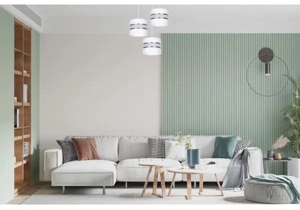 Csillár zsinóron CORAL 3xE27/60W/230V fehér/króm átm. 45 cm