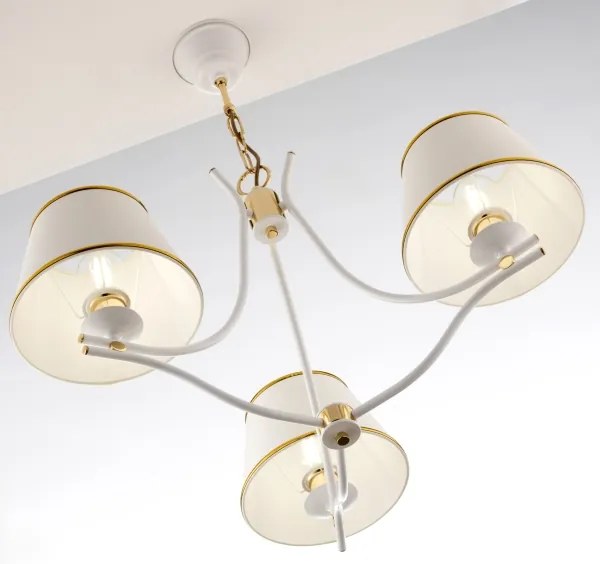 Jupiter 2085 - SAMBA láncos csillár 3xE27/15W/230V fehér/arany