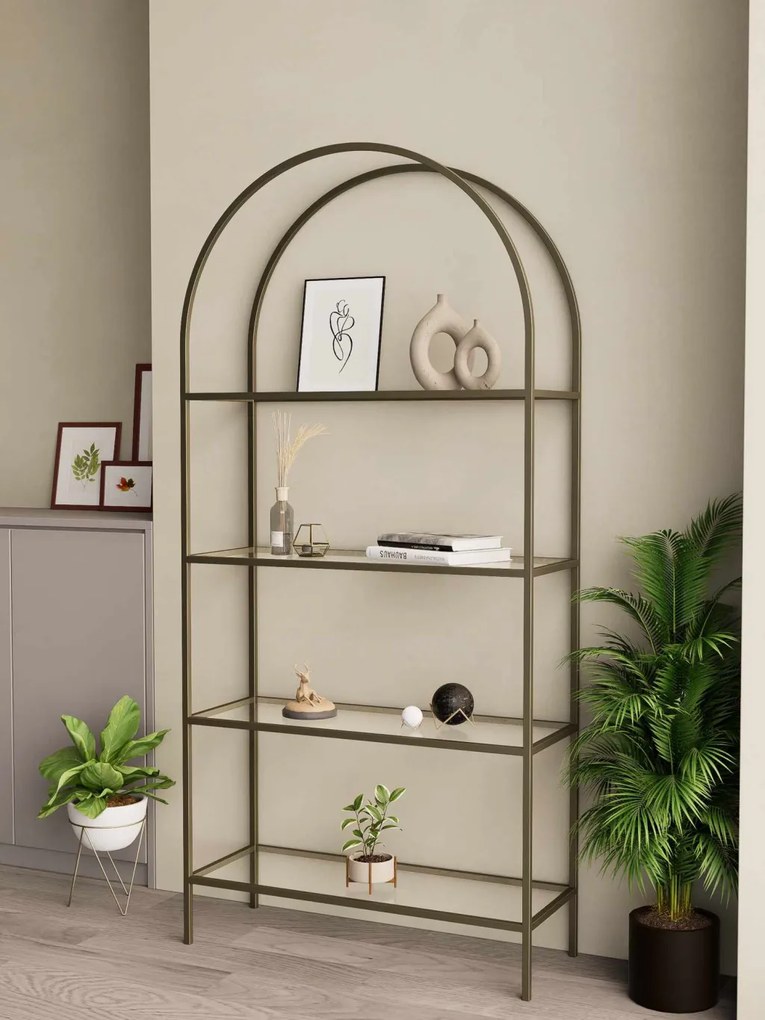 Linda fém könyvespolc, antik-átlátszó, 80 cm