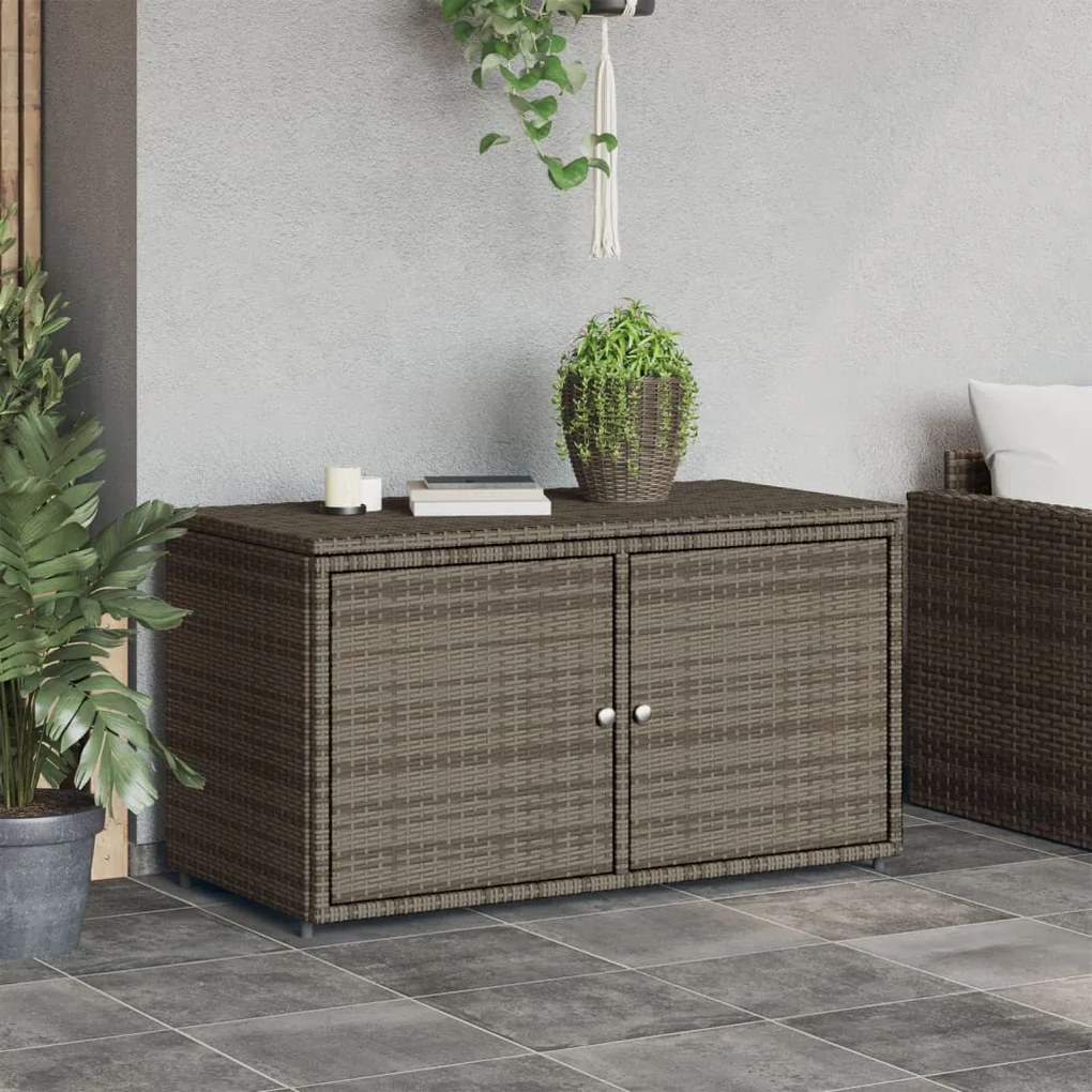 Szürke polyrattan kerti tárolószekrény 110 x 55 x 60,5 cm