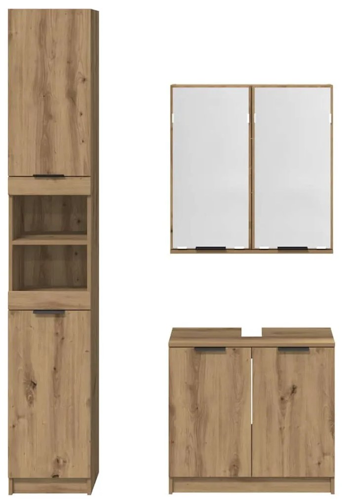 vidaXL Fürdőszobai Szekrény Szett polcokkal Artisan tölgy Faanyag
