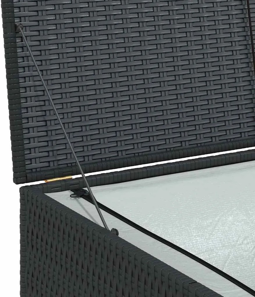 Fekete Polyrattan Kerti Tárolóláda 150 X 100 X 100 Cm