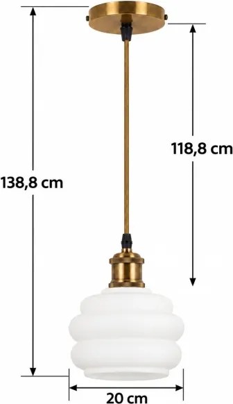 BRILAGI - LED függőlámpa kábelen RETRO GLASS 1xE27/60W/230V Ø 20 cm arany/fehér