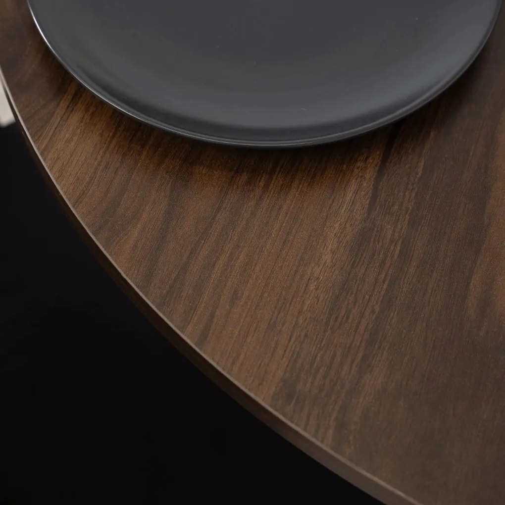 Kerek Étkezőasztal Dió/Fekete Színben LAUREN 90 cm