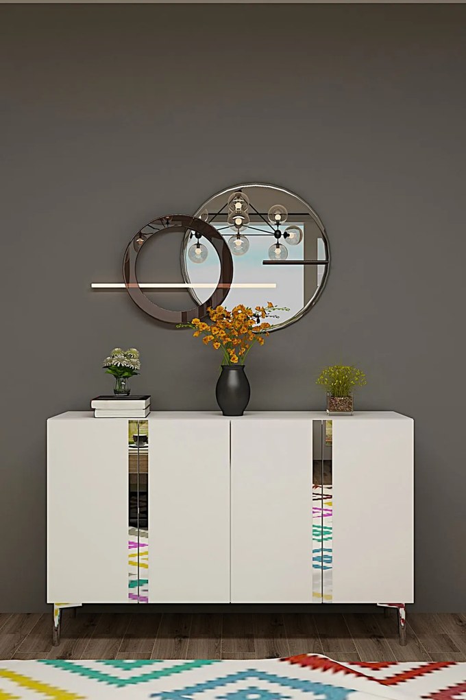 Anka komód, fehér-ezüst, 120 cm