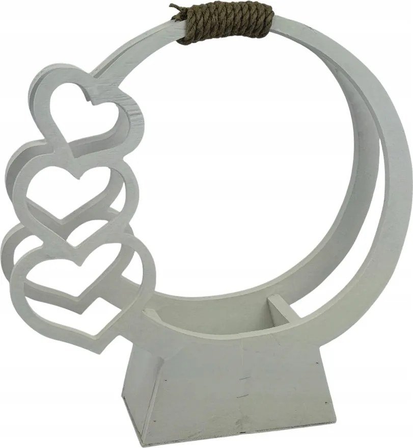 Kosár Kör Szívekkel Fehér Alap Nád Temetői Kompozíció