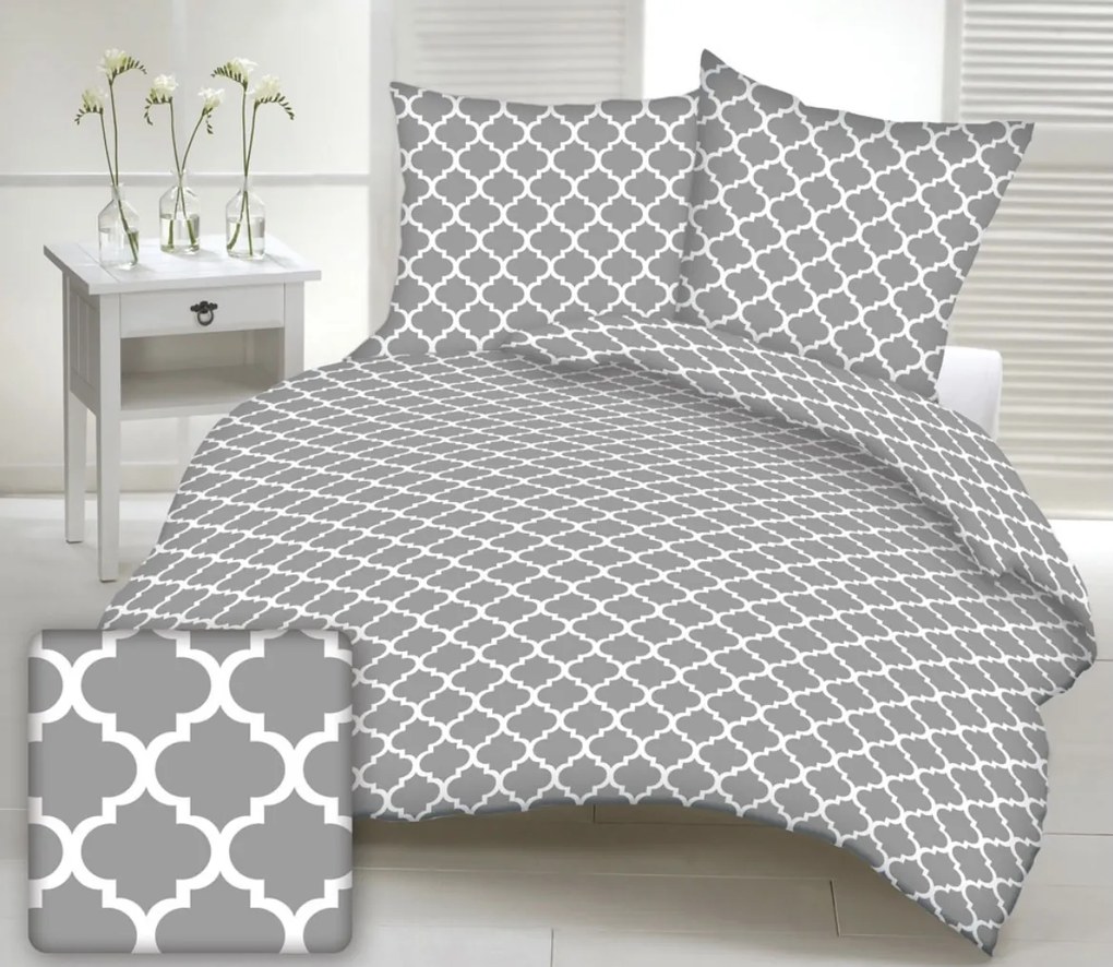 Monaco szürke pamut ágyneműhuzat TiaHome - 1x Párna 90x70cm, 1x Paplan 140x200cm