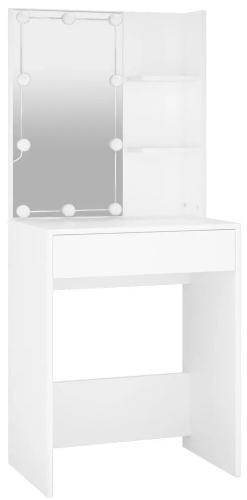 Fehér fésülködőasztal LED-világítással 60 x 40 x 140 cm