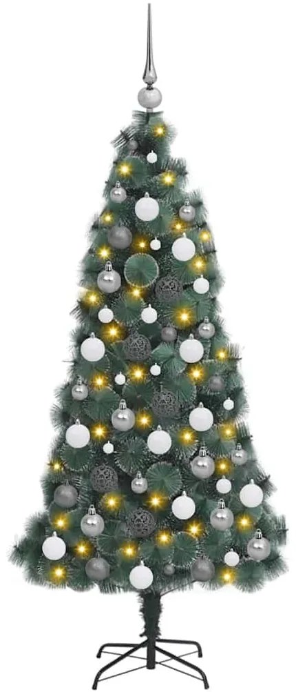 Műfenyő előre világítós karácsonyfa gömbdísz szettel 150 cm