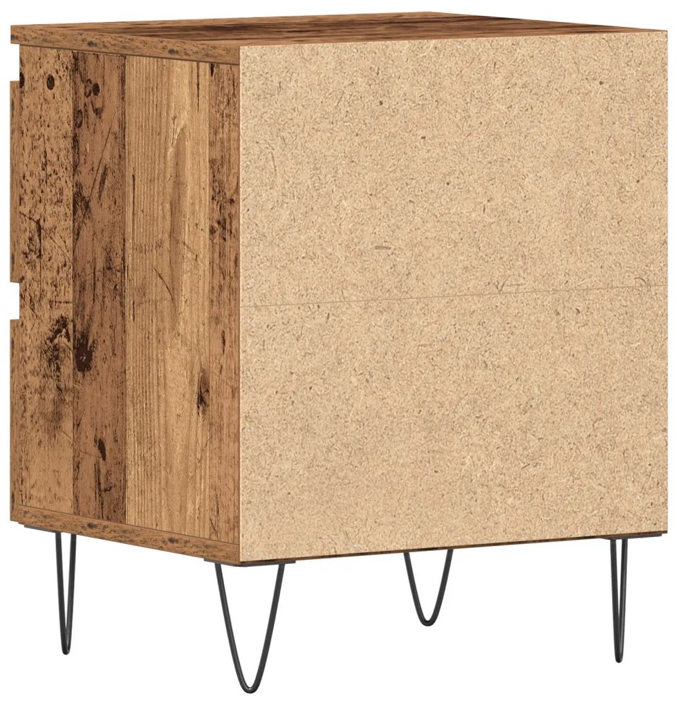 vidaXL Éjjeliszekrény fiókkal 2 pcs Régi fa 40 x 35 x 50 cm Faanyag