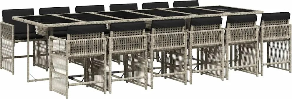 vidaXL 13 részes szürke polyrattan kerti étkezőgarnitúra párnákkal