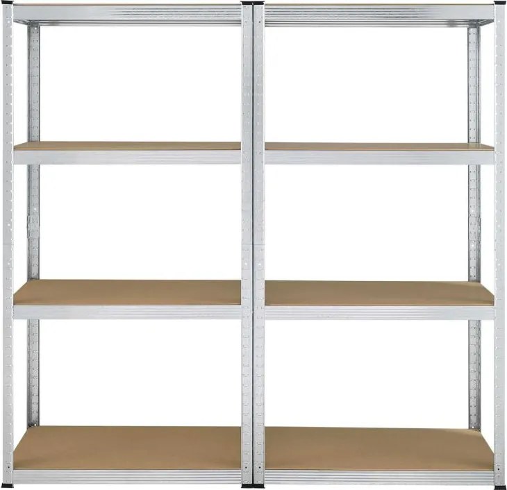 Easy tároló polc készlet 2 db 4 polcos fém és MDF 160x80