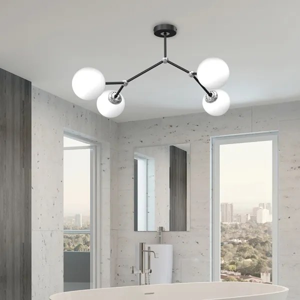 Csillár JOY 4xE14/40W/230V fekete/fényezett króm