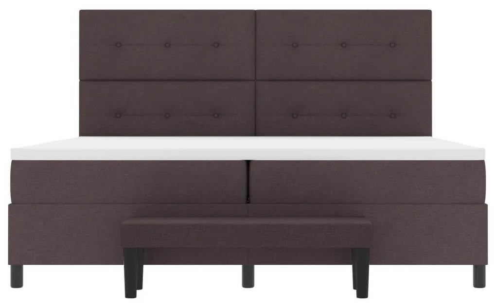Box Spring Ágy matraccal és padtartóval Sötét Barna 200x200 cm Szövet