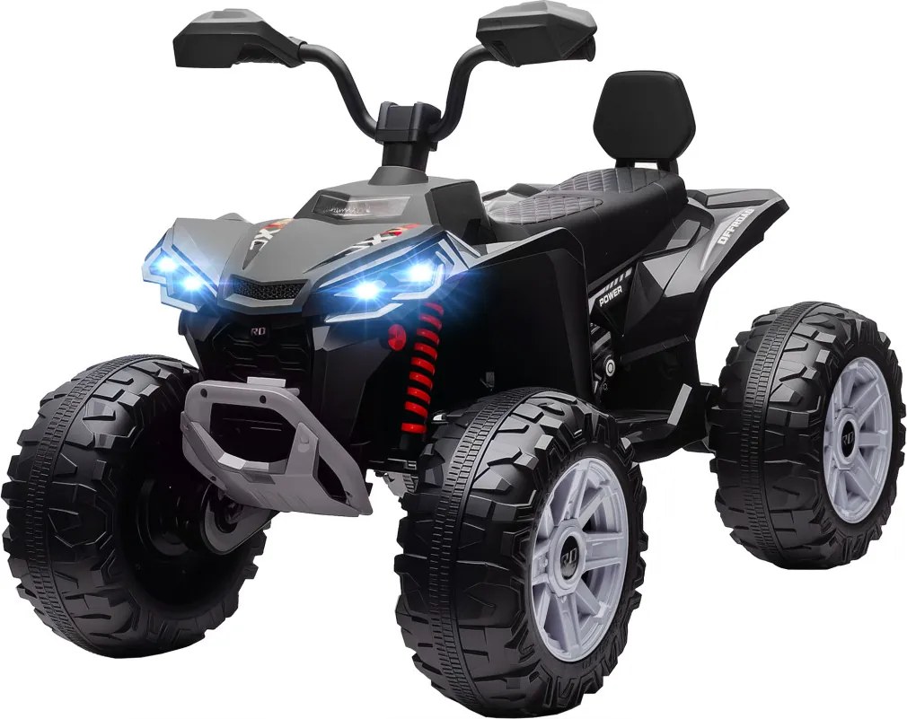 AIYAPLAY Elektromos gyermek quad, 24 V-os elektromos jármű 4 kerékkel, fényszórókkal, USB porttal, MP3, fekete